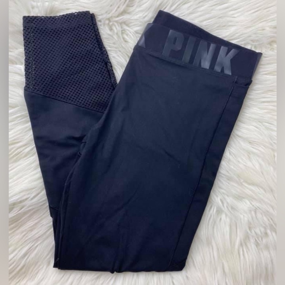 Black Victoria Secret PINK Ultimate Mesh Ankle Leggings